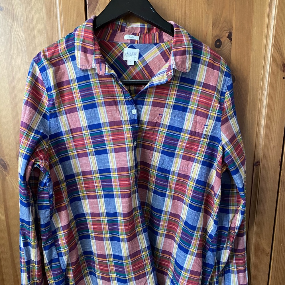 JCrew Boyfit Plaid Popover
